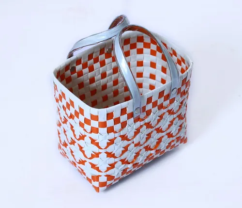 Standard Chettinad Lunch Bag-White and Orange